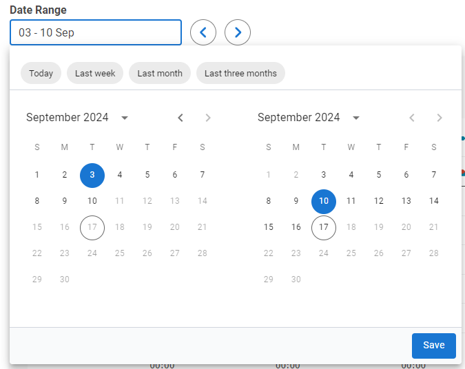 Fleet Manager - Analytics - Date range picker