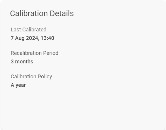 Fleet Manager - Device Details - Calibration Details