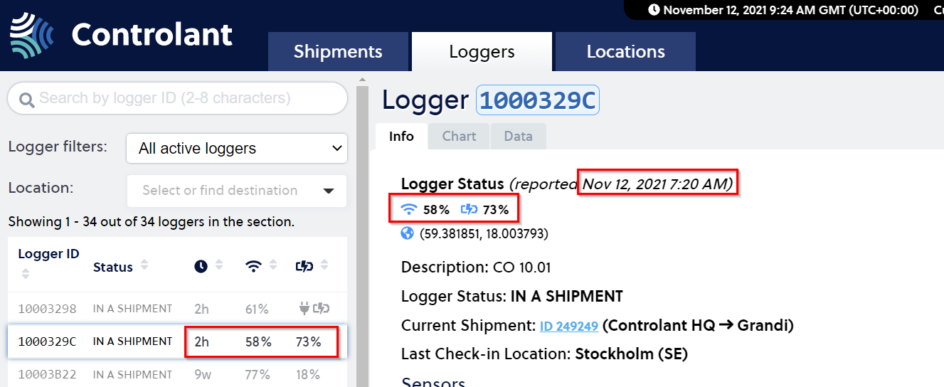 Logger detail view is now in sync with logger list info