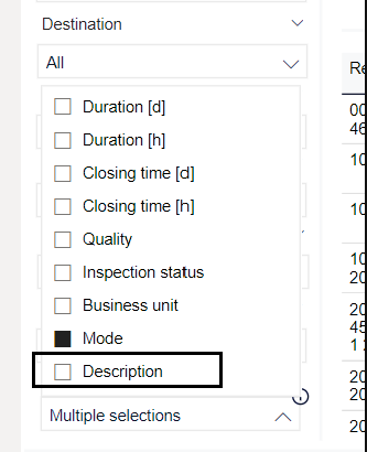 Screenshot showing how you can select to include a column with the description