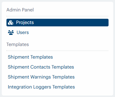 Admin Panel menu