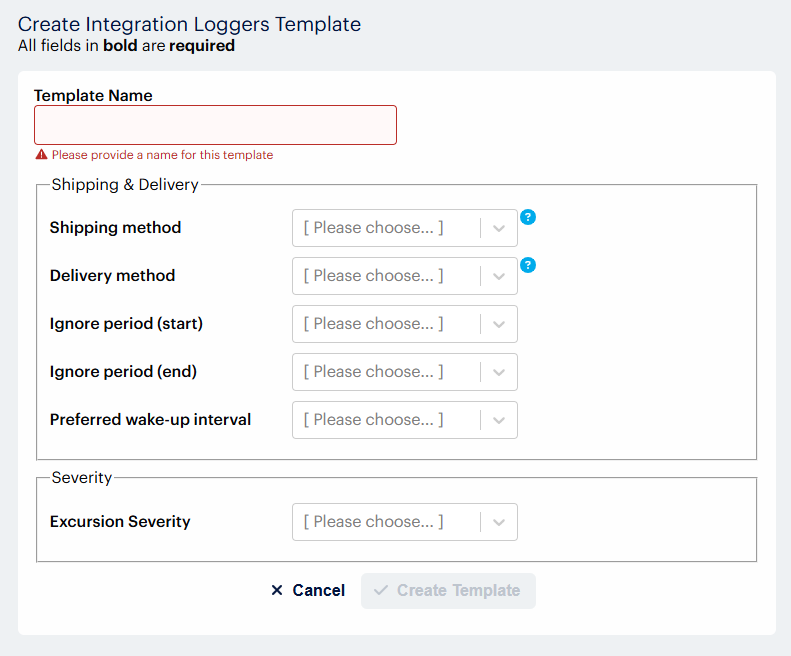 Create Integration loggers template
