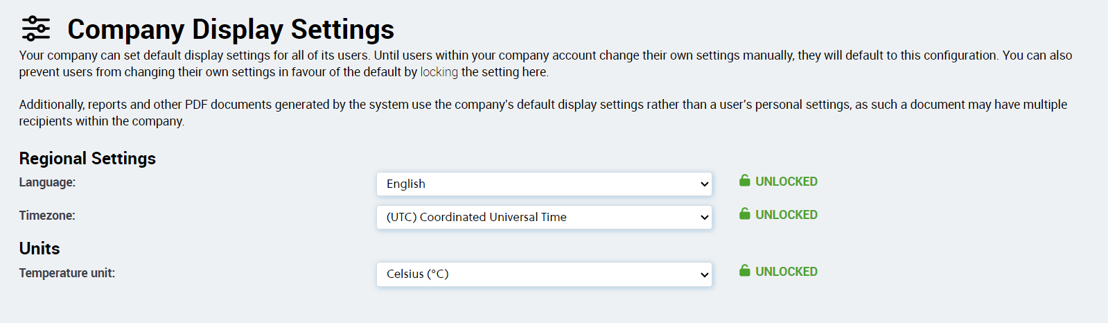 Account Admin -­ Company Control Panel -­ Company Display Settings