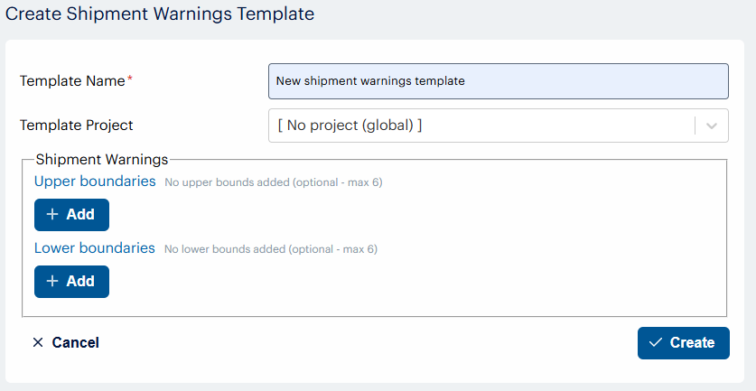 Create Shipment Warnings Template