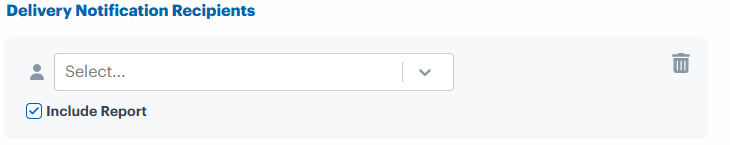 Add Delivery notification recipients area